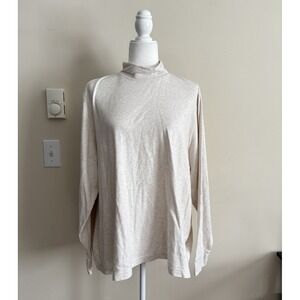 Lands End Relaxed Fit Turtleneck Top Plus Size 2X Minimalist Neutral *small flaw